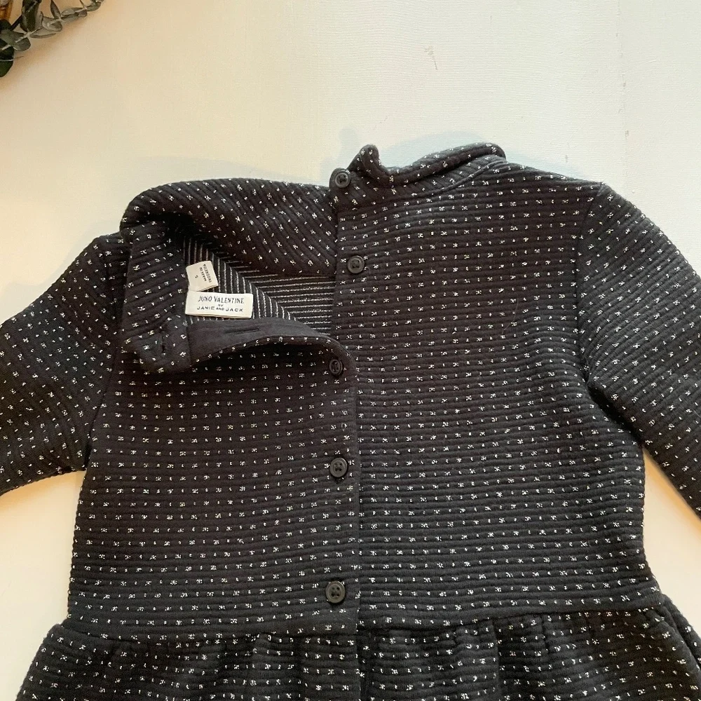 Janie Jack x Juno Valentine Girls Dress 5 Black Metallic Bow Holiday Party Photo